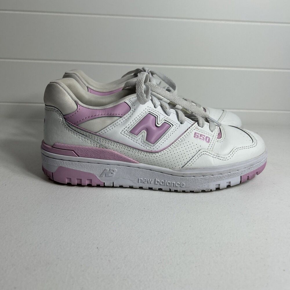 New Balance 550 Women Shoes Size 8.5 Pink Bubblegum Cloud Leather Sneakers